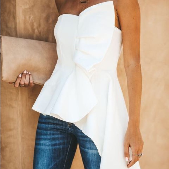 Strapless Statement Top In White - Picture 3 of 8
